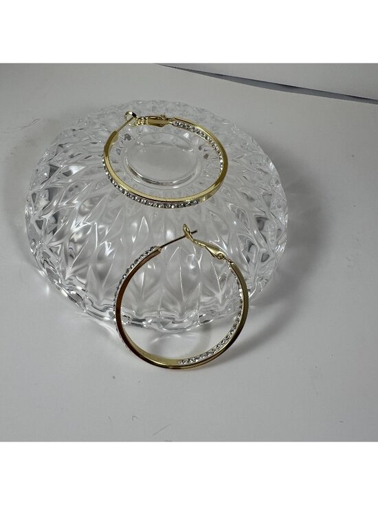 Jewelry - Gold Hoop Earrings With Rhinestone Detailing ATI BRCH